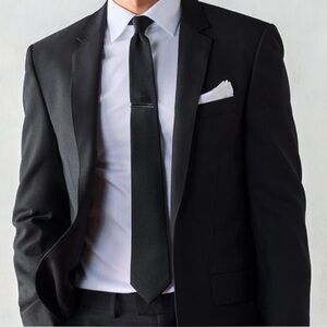 EUC The BLK TUX Black 100% Silk Men’s Necktie Accessory‎